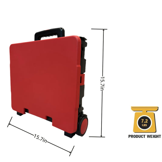 Collapsible Rolling Cart with Wheels – 80 Lbs Heavy Duty Foldable Crate on Wheels for Teachers, Shopping & Storage, Lid Doubles as Seat, Portable Utility Tote Basket