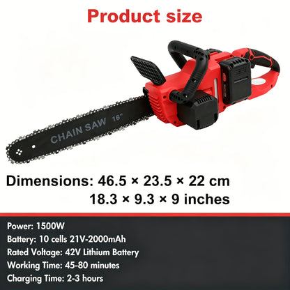 Cordless Brushless Chainsaw Kit with 12- or 16-Inch Guide Bar, Two Batteries, Charger and Cutting Accessories