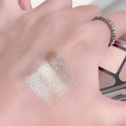 Eyeshadow Palette 3-Shade Triangular Compact with Pink and Brown Color Theme, Clear Lid and Matte-Shimmer Finish Mix