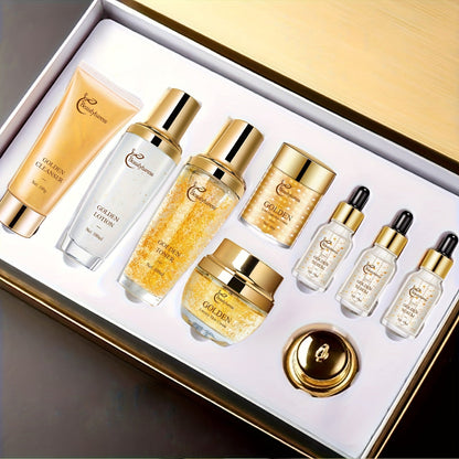Skincare Set with Beautyluress Label, 9 Collagen and Hyaluronic Acid Cleanser Serum and Cream Items