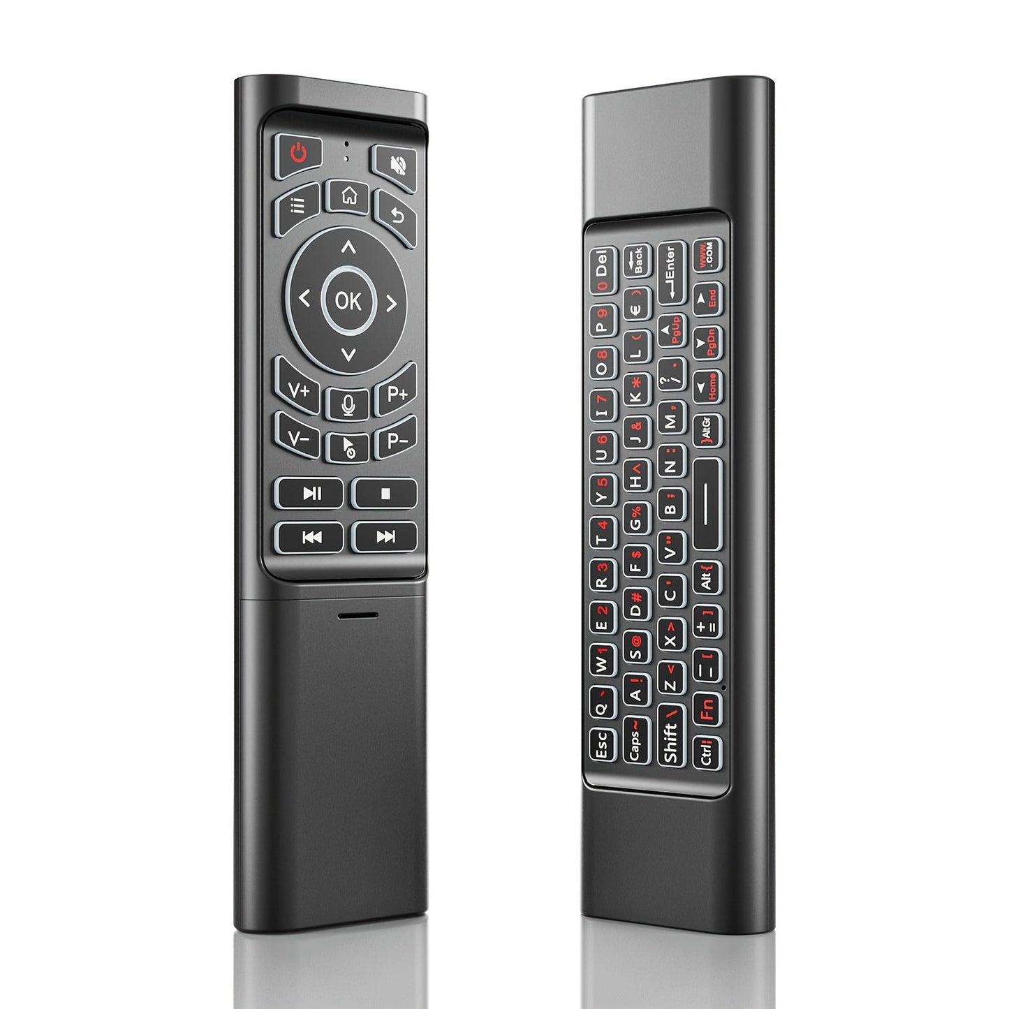 Mini Wireless Keyboard Remote Control Tri-Mode - Bluetooth & 2.4G Dual Channel, 7-Color Backlight, Gyroscope, Infrared Learning, Multi-Device Switching, Voice Command, PC Android TV Compatible