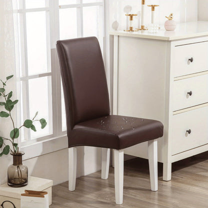 Chair Cover Set of 4 or 6 Stretch PU Leather Dining Slipcovers in Nine Available Color Choices