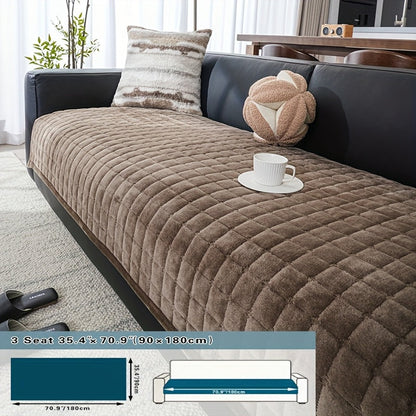 Plush Sofa Cushion Cover in Coffee, Gray or White with Two-, Three- and Four-Seat Size Options