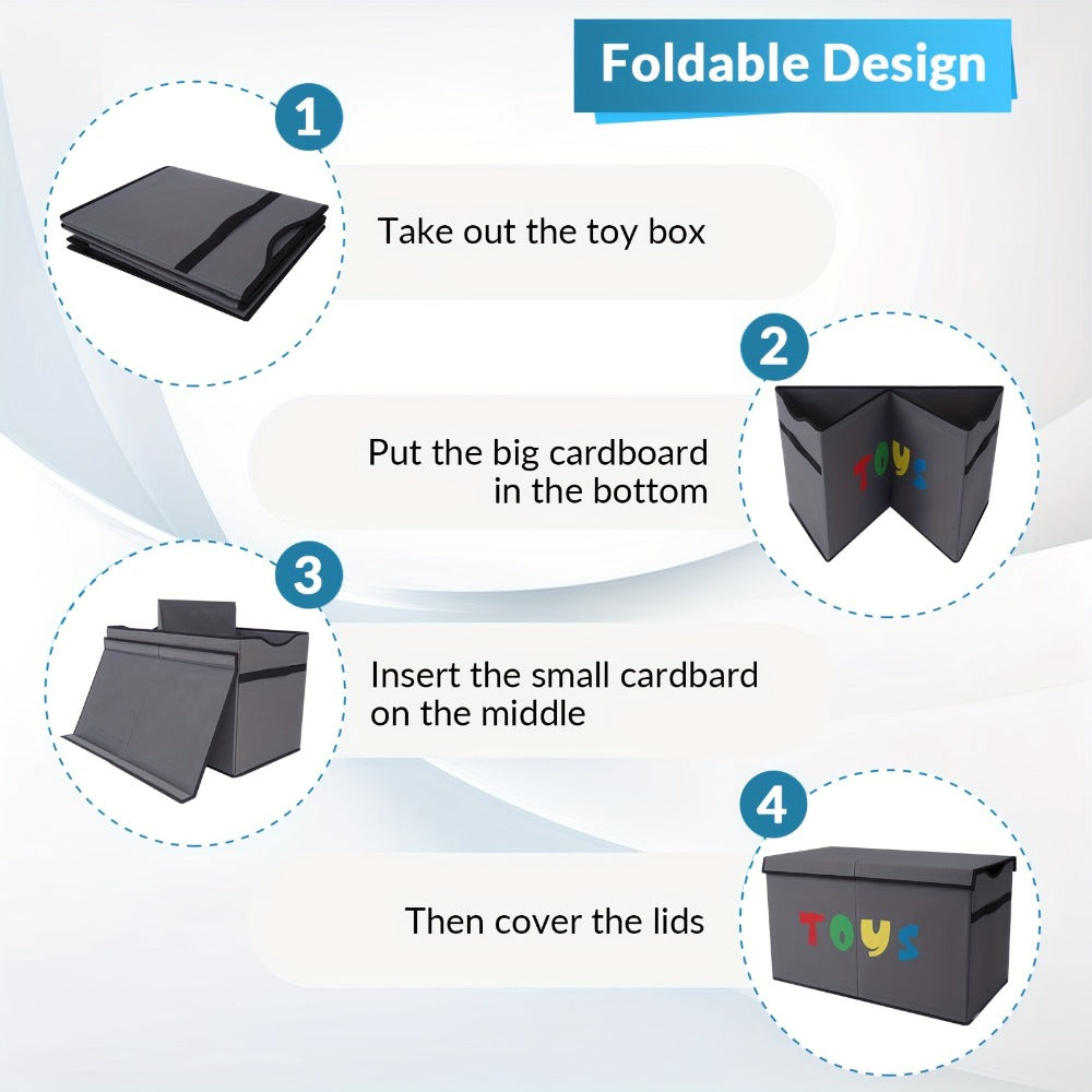 Extra Large Collapsible Kids Storage Chest with Lid – 31.7 Gal Toy Box Organizer Bins for Boys Girls Bedroom Nursery Living Room