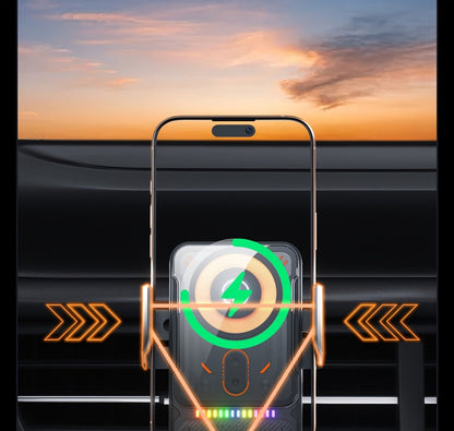 Car Wireless Charger 15W Auto-Align Smart Sensor FOD Detection Auto-Sensing Infrared Clamp 4mm Case Friendly Rotating Air Vent Mount for iPhone 17 16 15 14 Pro Max, Samsung Galaxy S24 S23 & All Qi Devices – Wired Backup Included