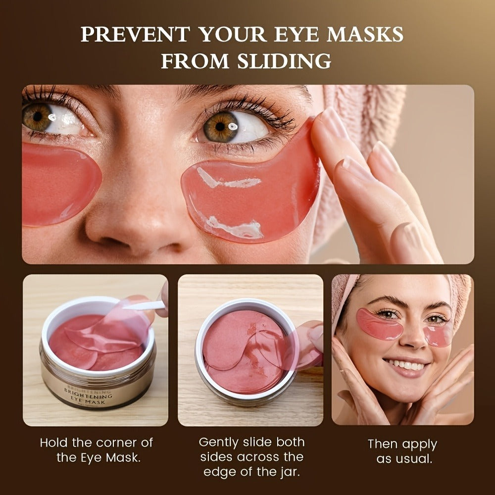 Pink Jar-Style Under-Eye Patches with Wide Finger Tabs and One- or Two-Box Caffeine Package Options