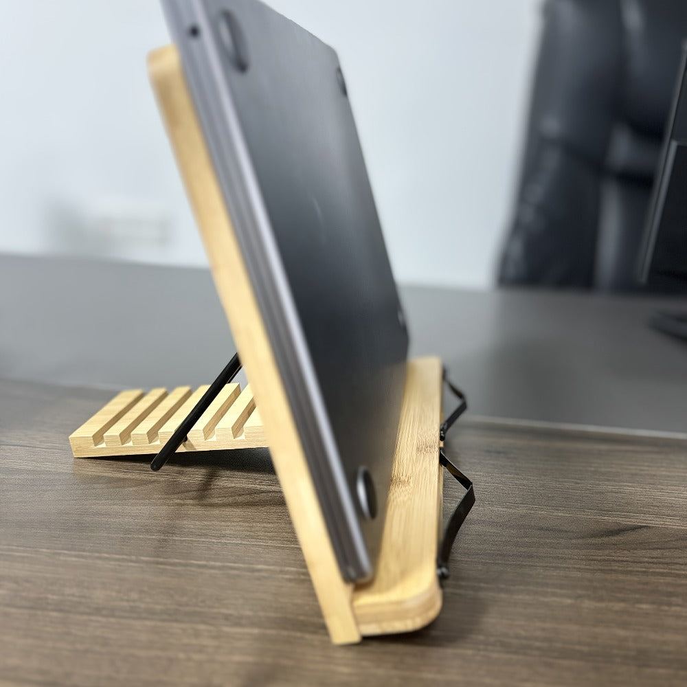 Adjustable Foldable Book Stand with Three Checkout Styles, Page Clips and 11 x 7.9-Inch Reading Panel