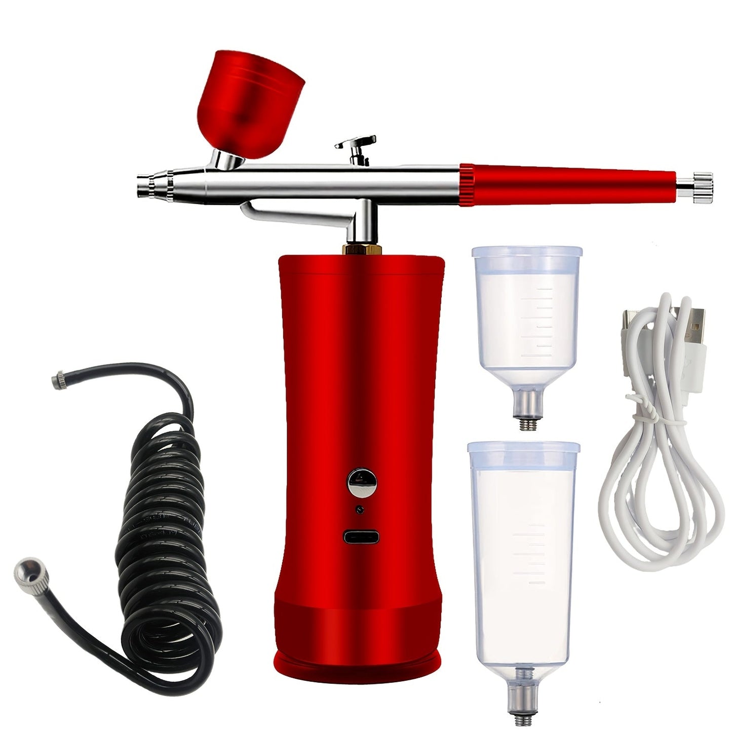 Rechargeable Cordless Airbrush Kit with Green, Pink, Red or Black Three-Gear Pump and Three Cup Options