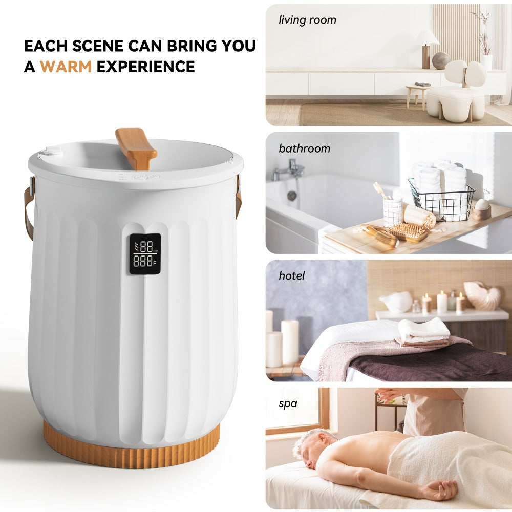 20L Deluxe Towel Warmer Bucket with Digital Display & 4 Timer Modes 15/30/45/60 Min - Auto Shut Off Self-Closing Lid, Spa-Quality Fast Heating for Bathroom Home Hotel Spa, White