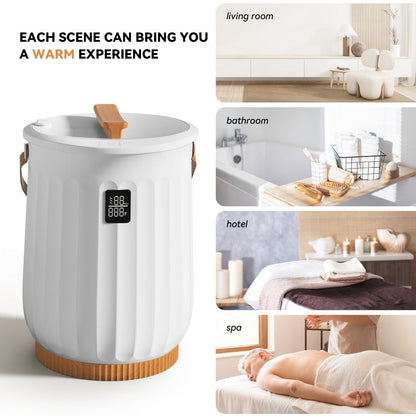 20L Deluxe Towel Warmer Bucket with Digital Display & 4 Timer Modes 15/30/45/60 Min - Auto Shut Off Self-Closing Lid, Spa-Quality Fast Heating for Bathroom Home Hotel Spa, White