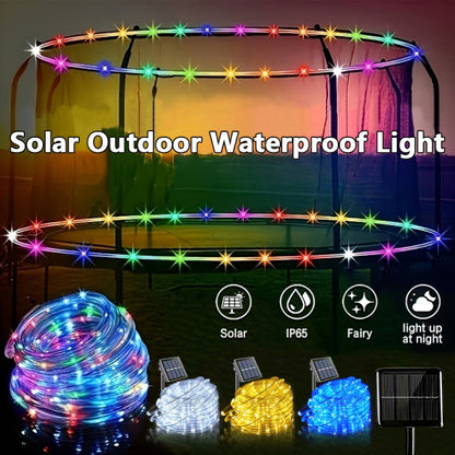 Solar Powered LED Trampoline Lights Colorful Rope Lights for 8-16 Ft Trampolines 8 Dynamic Modes IP65 Waterproof Outdoor Backyard Decoration Warm White Blue Multicolor