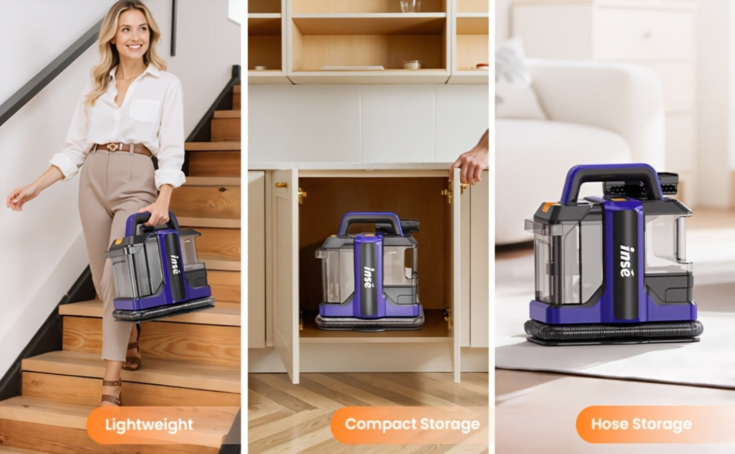 Portable Spot Cleaner for Carpet & Upholstery | Dual Brush Power Suction Stain Remover with Multifunctional Tools – Deep Cleans Sofa, Car Seats, Stairs & Pet Stains