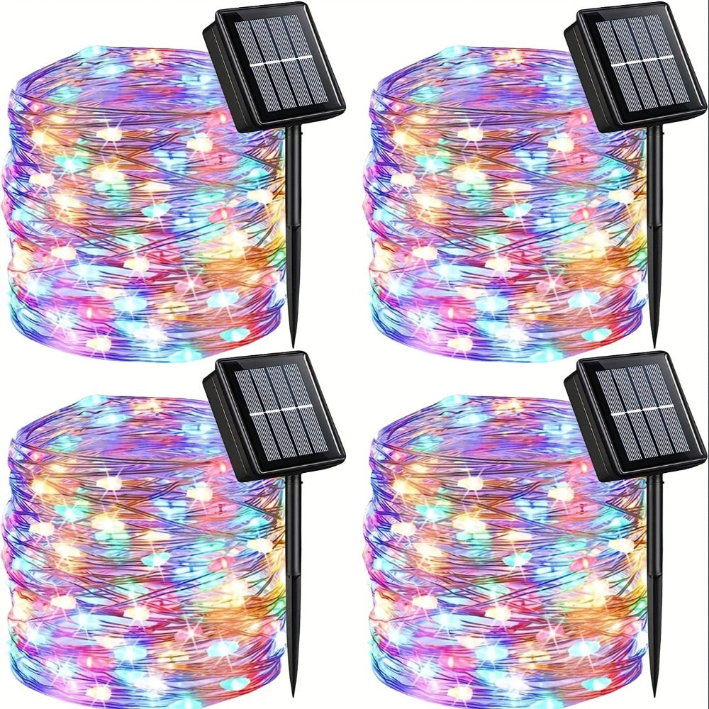 String Lights, 110-LED Solar Copper-Wire Fairy Lights with Eight Modes, Four Colors and 2-, 4- or 8-Pack Options