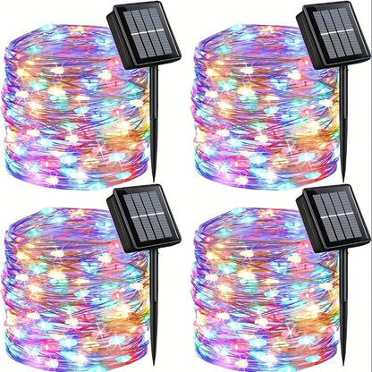 String Lights, 110-LED Solar Copper-Wire Fairy Lights with Eight Modes, Four Colors and 2-, 4- or 8-Pack Options