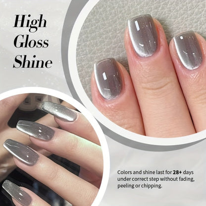 10ml BORN PRETTY MY78 Cat Eye Gel Polish in Smoky Ash Gray with Magnetic Tool and UV/LED Curing Label
