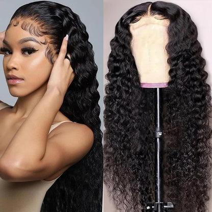 Jerry Curl Human-Hair Lace Closure Wig in Black with 14, 16, 18, 20 or 24-Inch Length Options