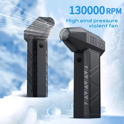 130000RPM Super Turbo Air Blower USB-C Fast Charging, 52M/S Hurricane Airflow, Adjustable Speed, 5000mAh Battery – Cordless Rechargeable Blower for Computer, Car, Leaf Blowing, BBQ & Camping
