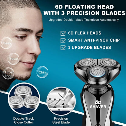 Electric Shaver 2-Pack with 3D Floating Heads, LED Power Indicators and Rechargeable Washable Design