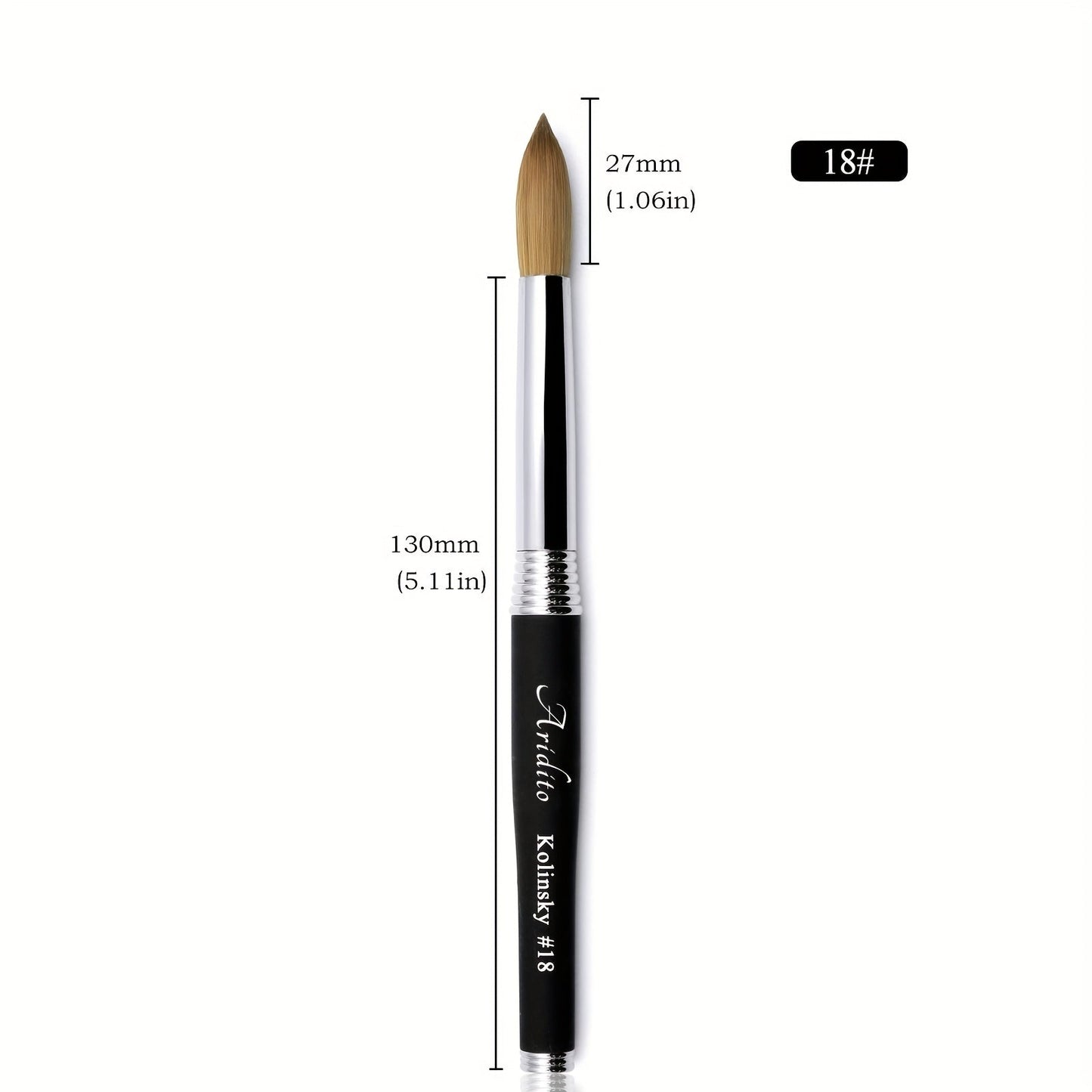 Round Acrylic Nail Art Brush with Black Handle in Protected Sizes 12, 14, 16 and 18 for Salon Detail Work