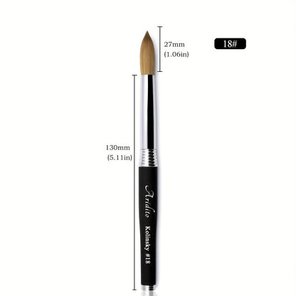 Round Acrylic Nail Art Brush with Black Handle in Protected Sizes 12, 14, 16 and 18 for Salon Detail Work