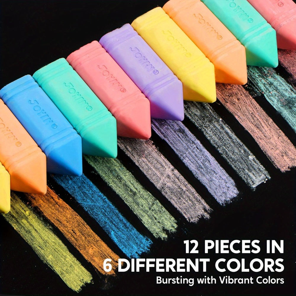 Jumbo Sidewalk Chalk 12 Pack 6 Colors Washable Non-Toxic Outdoor Chalk for Kids Toddlers Cone Shaped Sidewalk Art Playground School Supplies Birthday Christmas Gift