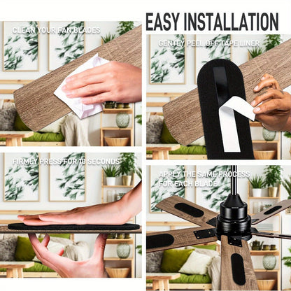 Thirty-Piece Black Ceiling Fan Blade Filter Pad Set with Adhesive Backing and Activated Carbon Layer