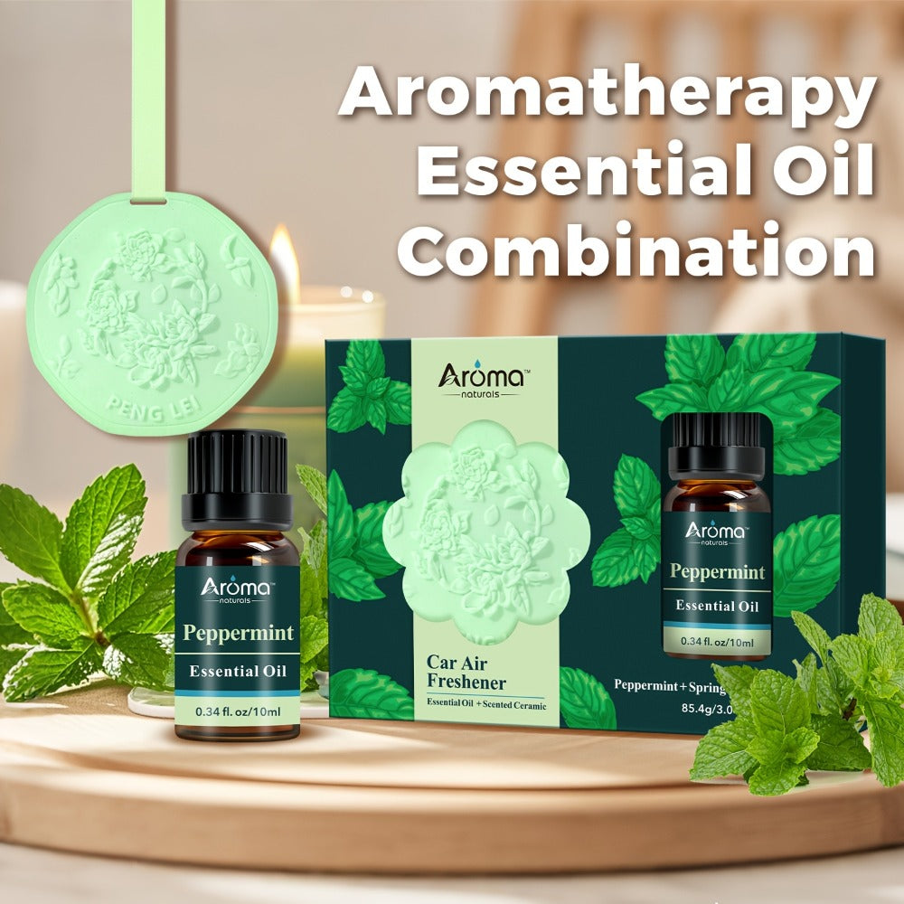 Essential Oil Peppermint 120ml or 10ml Ceramic-Stone Set for Diffuser, Candle and Car Fragrance