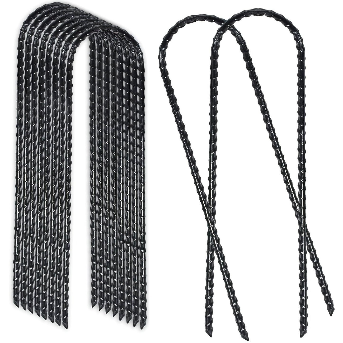 U-Shaped Trampoline Ground Anchor Stakes with 10-Inch Pictured Length and 12- or 24-Piece Checkout Options
