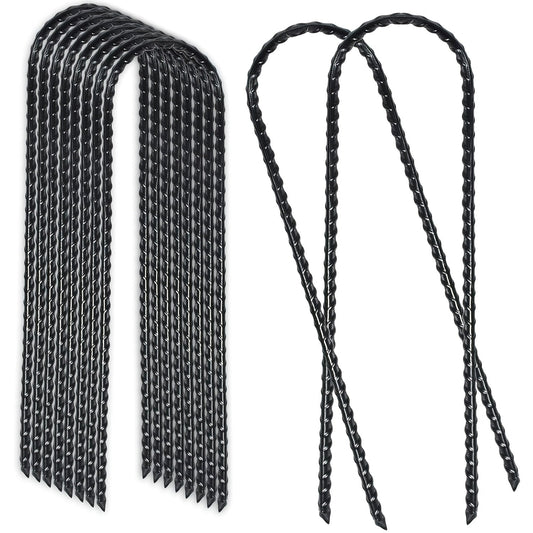 Trampoline Wind Stakes Ground Anchors – 10 Inch Heavy Duty Rebar Stakes with Black Powder Coat, Safety Anchor Kit for Trampoline, Tent & Outdoor Equipment, Anti-Tip Metal Landscape Staples, 12 or 24 Pack