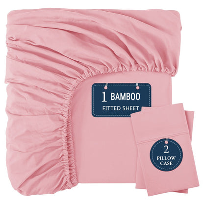 Three-Piece Fitted Sheet Set in Twelve Colors with Exact Twin, Full, Queen and King Size Options