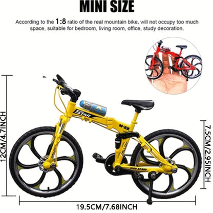 Diecast Mountain Bike Model 1:8 Scale Alloy Foldable Miniature Bicycle Figurine for Home Office Desk Decor