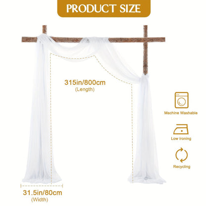 Sheer Yarn Drapery Curtain Party Backdrop 31.5" x 315" – Encrypted Gauze Flutter Streamer for Gender Reveal, Wedding, Birthday, Bridal Shower, Indoor & Outdoor Background Decoration | Reusable & Easy Hang