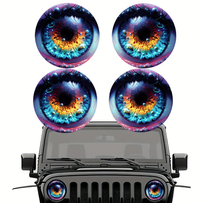 3D Beast Eye Headlight Stickers – Funny Car Headlight Decals for Jeep Round Headlights, Truck Body, Bumper & Window Decoration, Reusable PVC Glossy Stickers (1 or 2 Pairs)