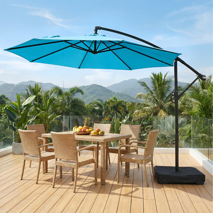 Patio Umbrella 10FT Cantilever Hanging Style with Crank, Push Tilt and Variant-Specific Cross Base