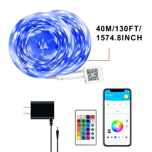 RGB LED Strip Lights 100FT 200FT Music Sync Color Changing with App Control & Remote - Smart Color Changing Light Strip for Bedroom Gaming Room Party Decor - Dimmable DIY Scene Lighting