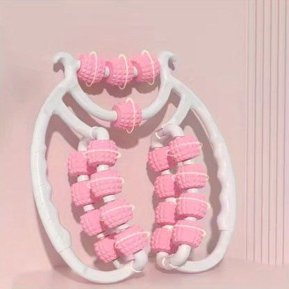 Twenty-Wheel Manual Leg Roller with Textured Rotating Nodes, Dual Handles and Pink or Green Options