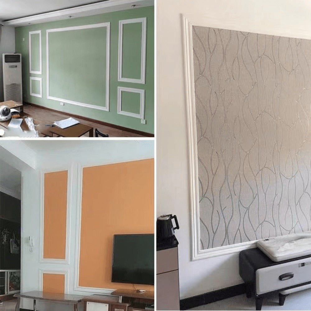Carved Foam Baseboard Wall Trim Sticker in White, Silver Gray, Copper or Golden, Available in 4, 8 or 12 Rolls
