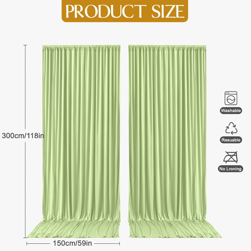 Two-Panel 10 x 10 ft Backdrop Curtain Set with Pole Pockets and 16 Color Options for Events