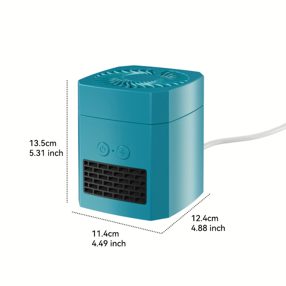 Compact 400W Desktop Heater-Fan with Fold-Top Fan, Three Speed Positions and White or Black Case