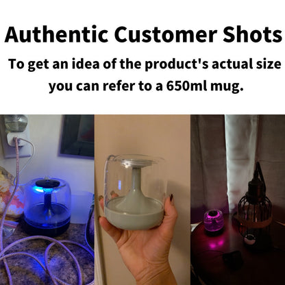 USB Humidifier with 7-Color Night Light – Silent 26dB Double Mist Visible Water Tank 24-Hour Runtime for Bedroom Living Room Office Desktop Home Decor Gift