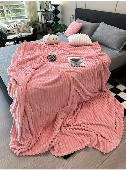 Channel-Textured Throw Blanket in Seven Colors and Four Displayed Size Options from 50 x 60 to 108 x 90 Inches