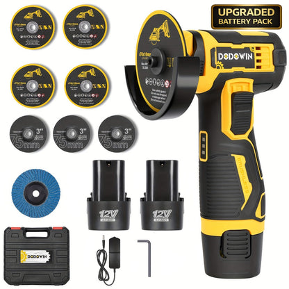 Power Tools DODOWIN 12V Mini Cordless Angle Grinder with 19,500 and 5,000 RPM Modes and Battery Options