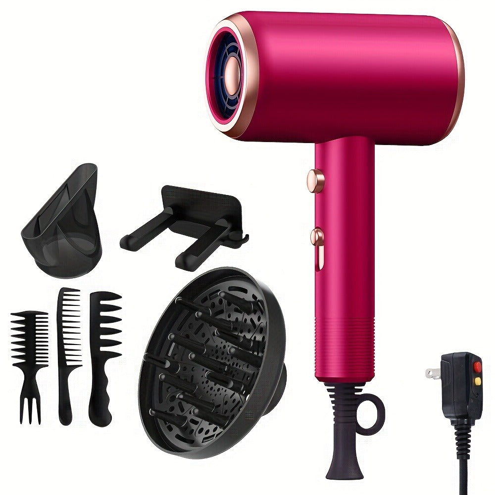 Hair Dryer Hair Styling Tool with 1600W Motor, Six Attachments and Six Color Options for Home Use