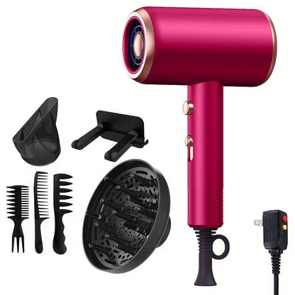 Hair Dryer Hair Styling Tool with 1600W Motor, Six Attachments and Six Color Options for Home Use