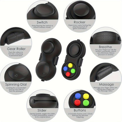 Three-Pack Handheld Fidget Controller Toys with Buttons, Roller and Five Multicolor Checkout Sets