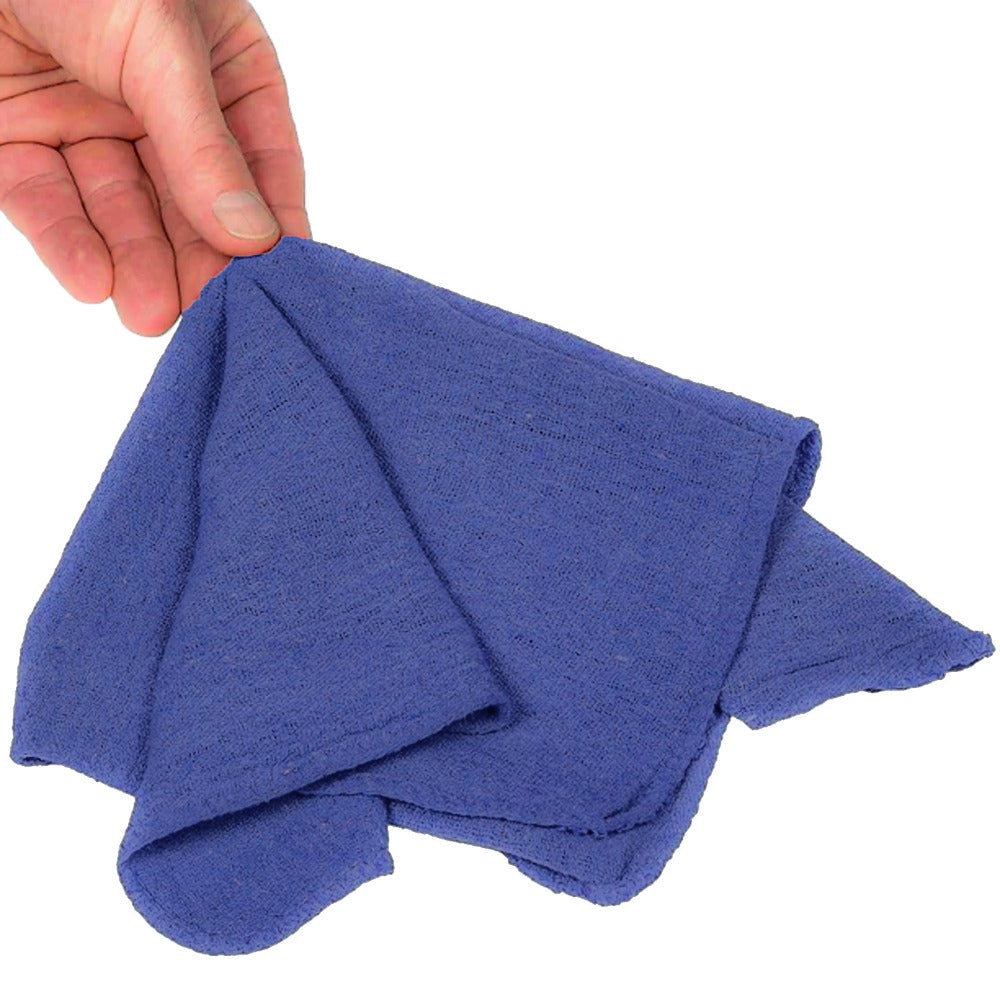 Cotton Shop Rags in 12 x 14-Inch Size, Red, White or Navy Blue with 50 to 500-Piece Pack Options