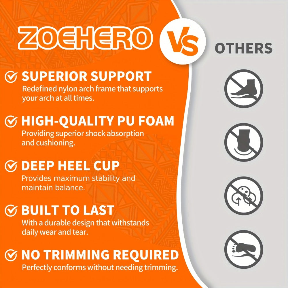 ZOEHERO Geometric Arch-Support Insoles with Deep Heel Cup and Ten Men's and Women's Size Options