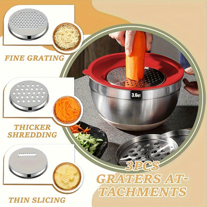 Twenty-Six-Piece Mixing Bowl and Kitchen Tool Set with Six Bowls in Khaki, Black or Color Options