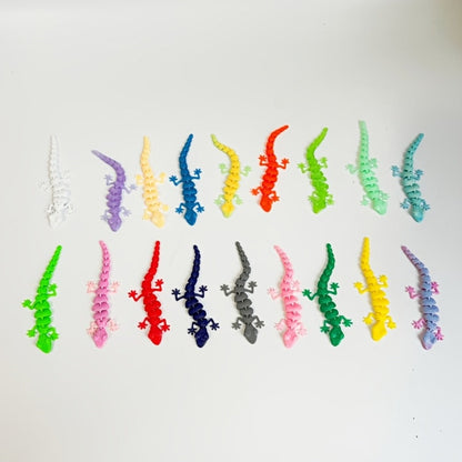 Mini Gecko Figurine Set with 101 Mixed-Color 3D-Printed Lizard Shapes, Each Approximately 3.62 Inches Long