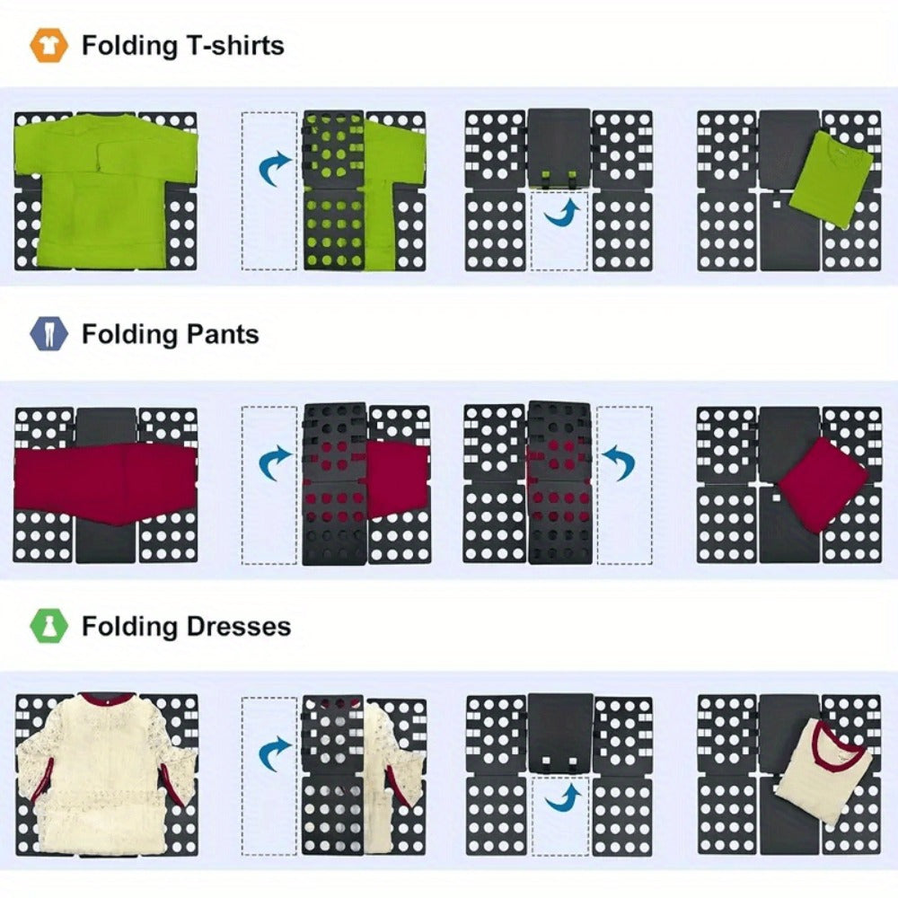 Clothes Folding Board Plastic Laundry Folder with Alignment Guide – Fast & Easy T-Shirt Folder, Ergonomic Closet Organizer for Neat Clothes Folding, Multi-Color, Laundry Room & Bedroom Accessory